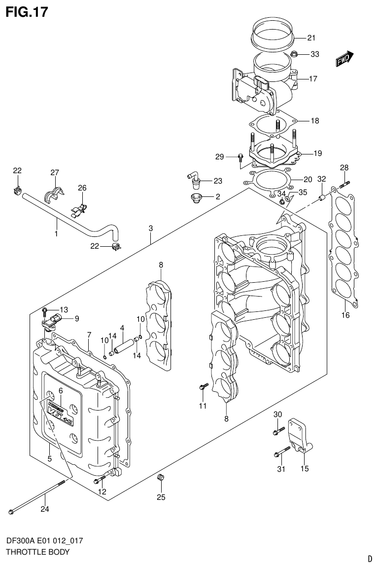 Suzuki DF300AP THROTTLE BODY parts diagram